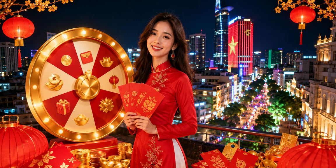 Người phụ nữ áo dài truyền thống tại TP.HCM xem kết quả xổ số trên điện thoại