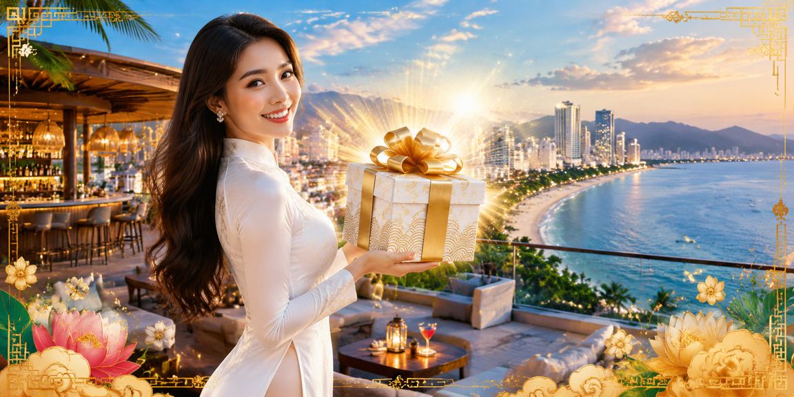 Cô gái mặc áo dài xem thông tin cược thể thao tại Nha Trang